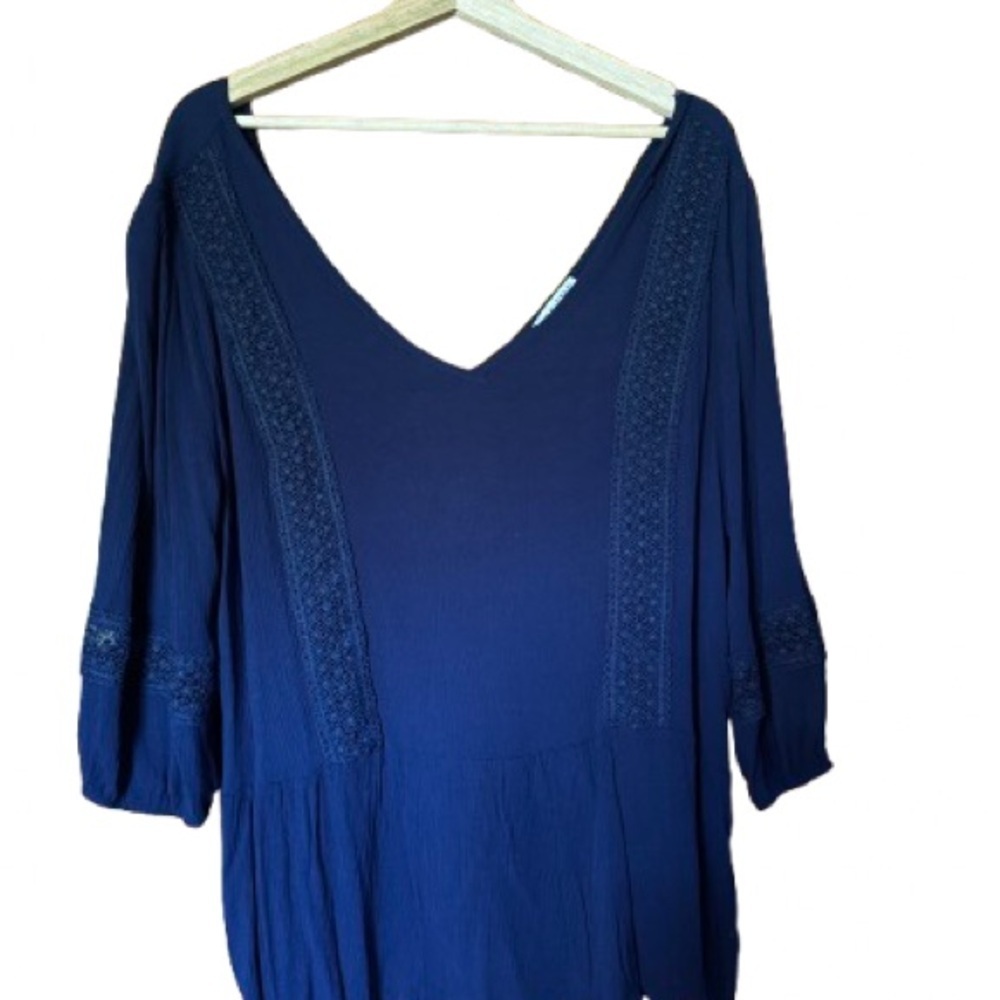 Elegant Navy Blue Women's Top 1X